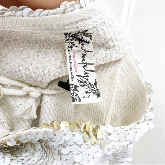 Free People Women's Seeing Double White Gold Sequin Mini Dress S - Picture 11 of 14